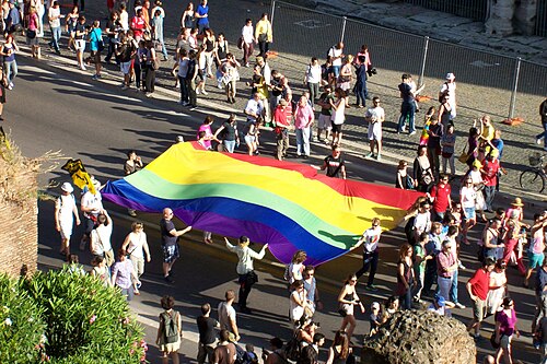 Rainbow flag at 2014 Rome Pride