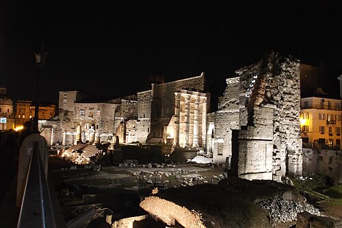Night view of the Forum of Augustus in Rome